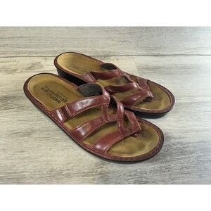Naot Bilbao Wedge Sandals Womens‎ 8 EU 39 Dark Red Leather Strappy Toe Post